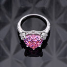 Silver Ring with Heart-Cut Pink Gemstone - Perla Aura