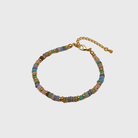 Natural Stone Bead Bracelet - Hand-Woven Geometric Design - Perla Aura