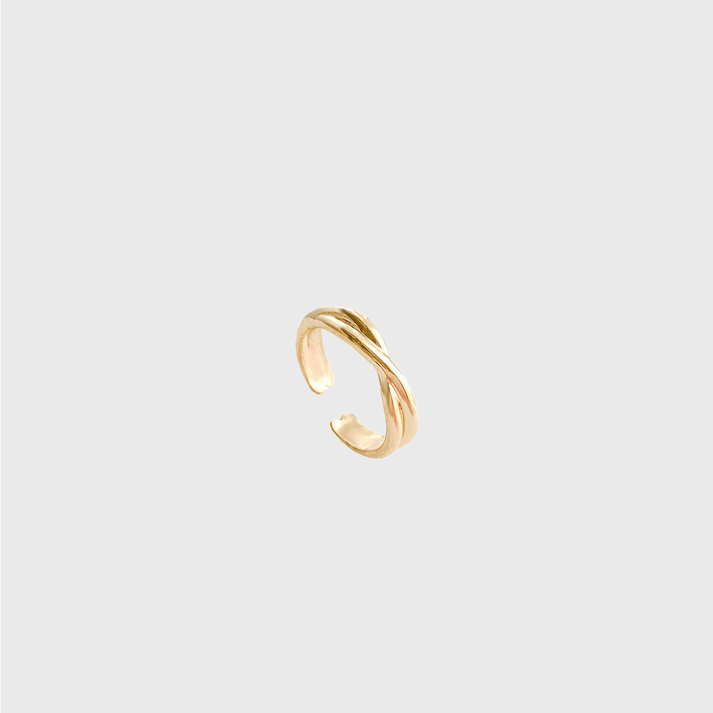 Twisted Gold Ring - Adjustable - Perla Aura