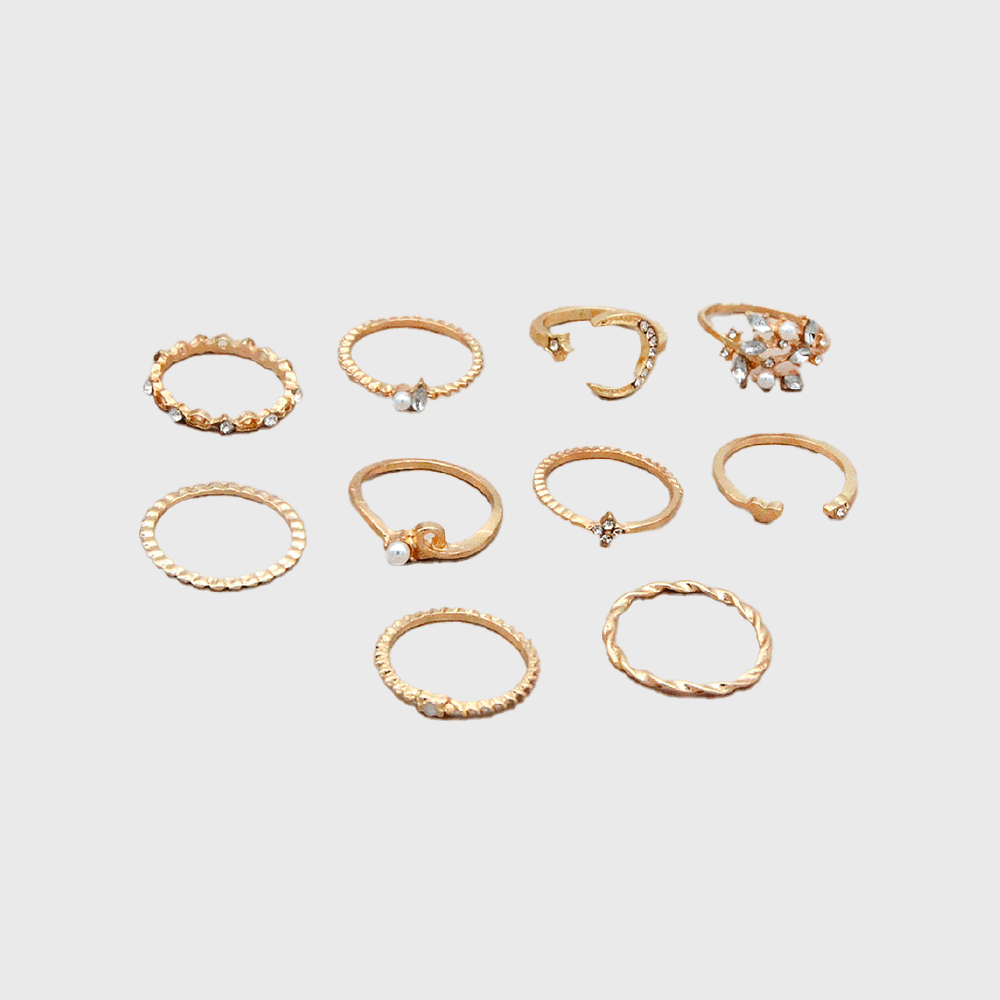 Multiple Designs Rings - Set of 10 pieces