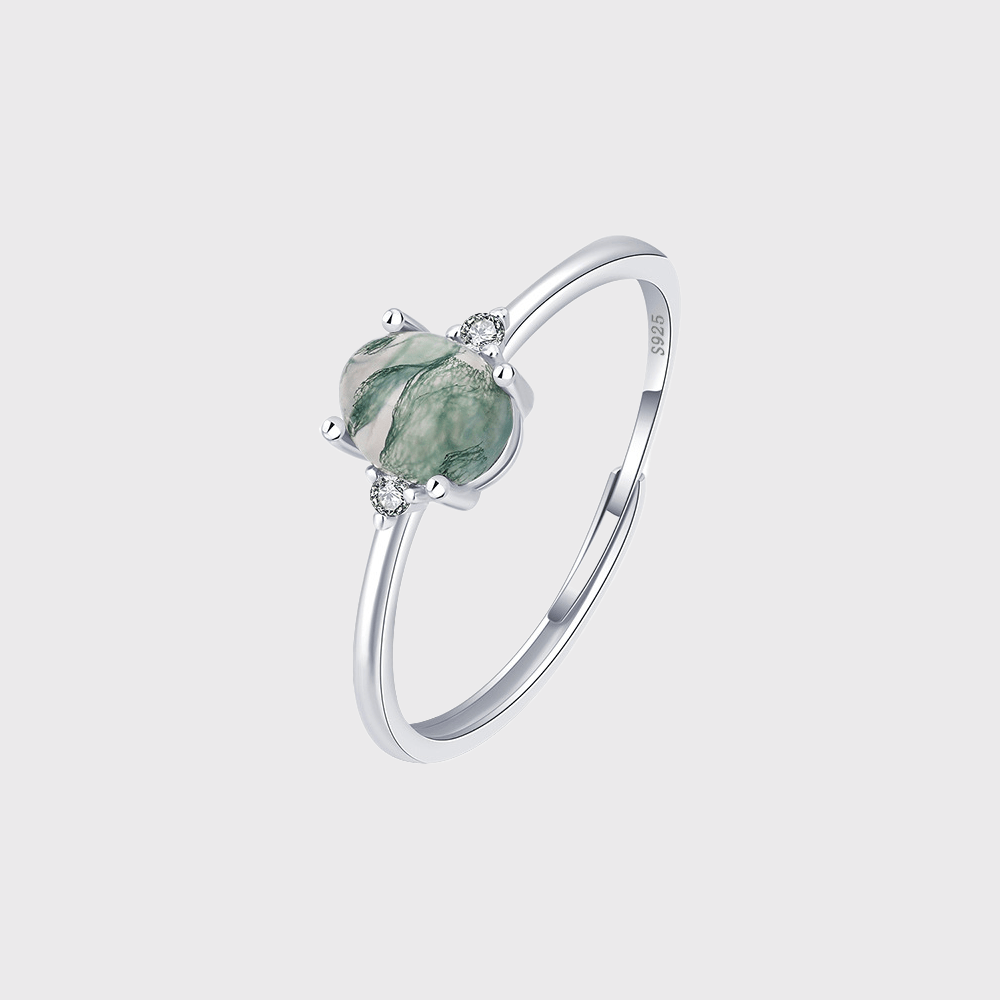 Elegant Green Ring - Adjustable Opening - Perla Aura