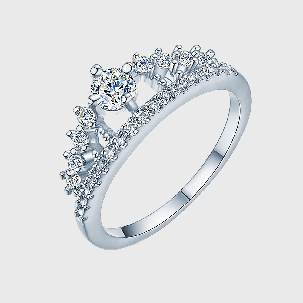 Elegant Tiara-Inspired Ring - Sparkling Design - Perla Aura