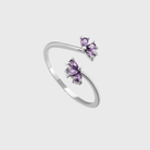 Elegant Adjustable Ring - Purple Petal Design - Perla Aura