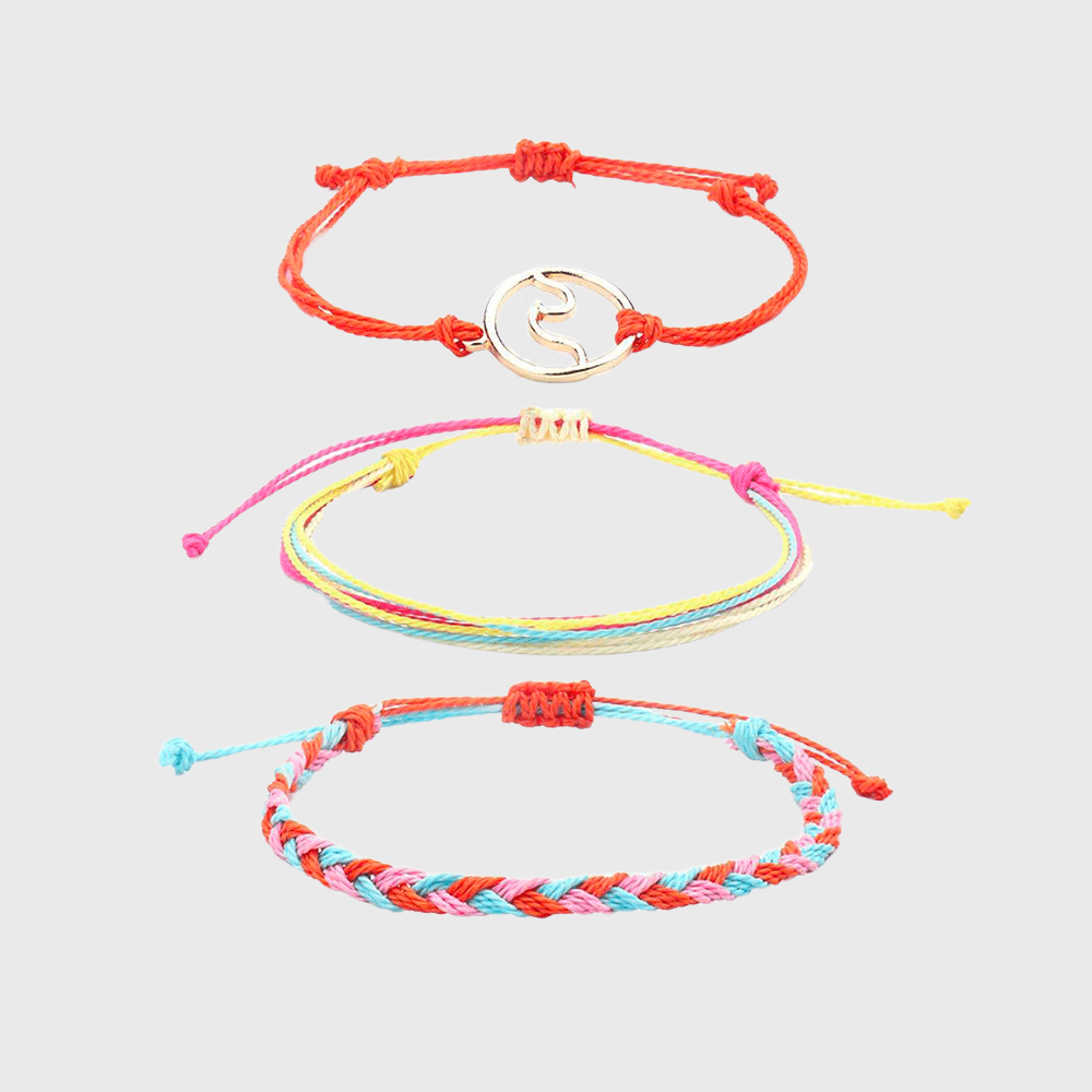 Handcrafted Adjustable Bracelets: Set of 3 - Perla Aura