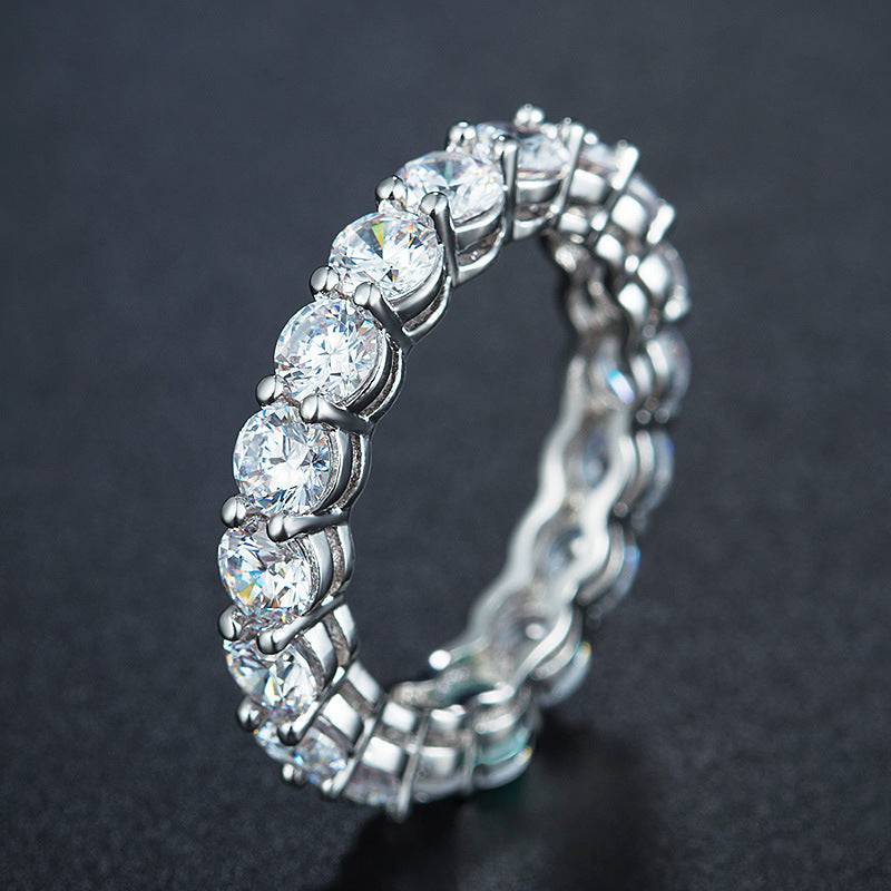 Eternity Ring - Sparkling Round-Cut Stone Design - Perla Aura