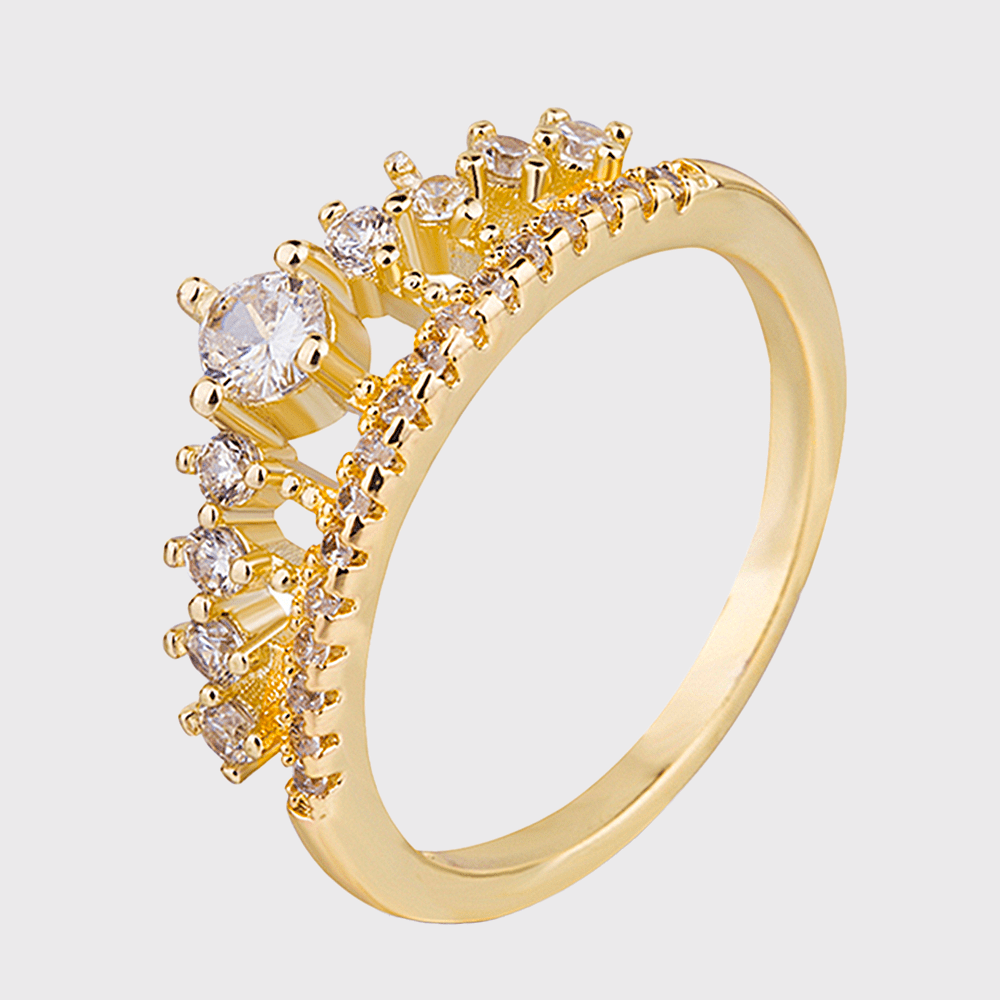 Elegant Tiara-Inspired Ring - Sparkling Design - Perla Aura