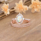 Ring Set with Opalescent Center Stone - Perla Aura