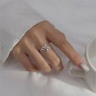 Leaf Design Adjustable Open Ring - Perla Aura