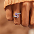 Chic Adjustable Flower Ring in White Gold - Perla Aura