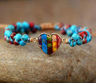 Vibrant Stone Heart Bracelet - Bohemian Handcrafted - Perla Aura