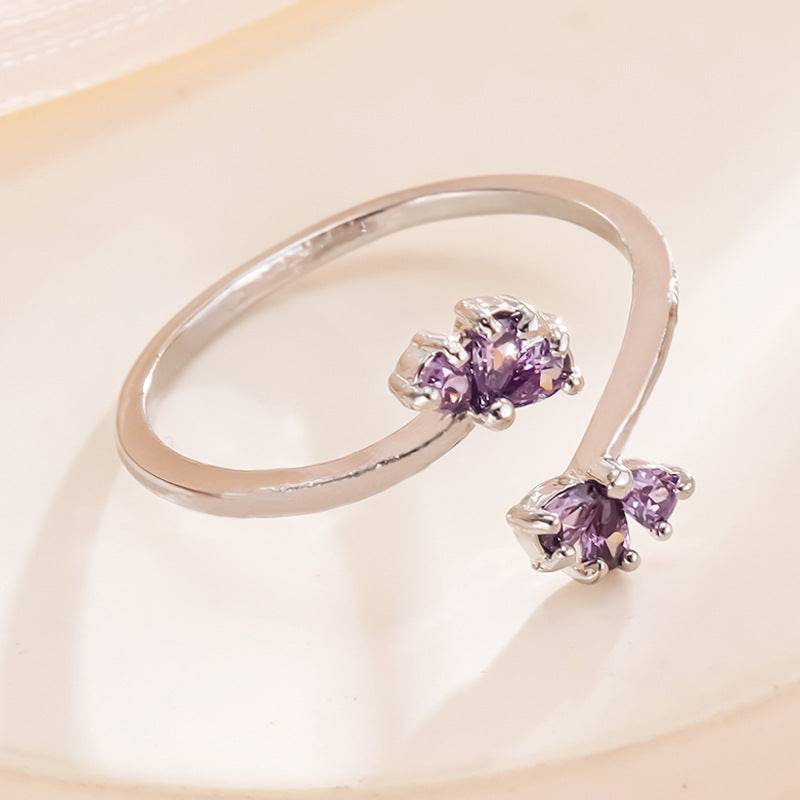 Elegant Adjustable Ring - Purple Petal Design - Perla Aura