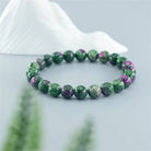 Neutral Handmade Stone Bracelet - Green and Purple Beads - Perla Aura