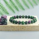 Neutral Handmade Stone Bracelet - Green and Purple Beads - Perla Aura