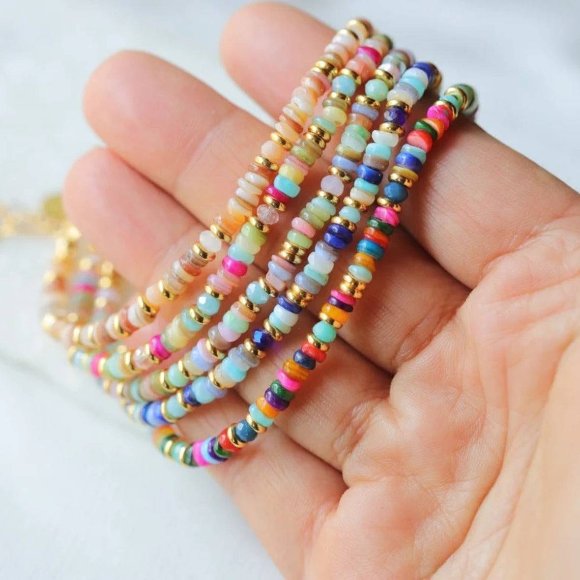 Stone Bead Bracelet - Mixed Colors - Perla Aura