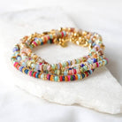 Natural Stone Bead Bracelet - Hand-Woven Geometric Design - Perla Aura