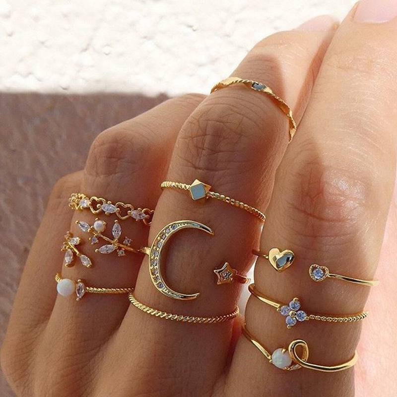 Multiple Designs Rings - Set of 10 pieces