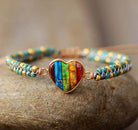 Vibrant Stone Heart Bracelet - Bohemian Handcrafted - Perla Aura