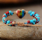 Vibrant Stone Heart Bracelet - Bohemian Handcrafted - Perla Aura